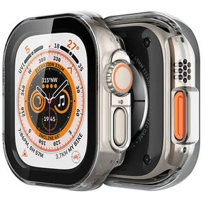 PC Case For Apple Watch 2-9Series Ultra40-49mm Glass Screen Protector Full Cover - Picture 1 of 18