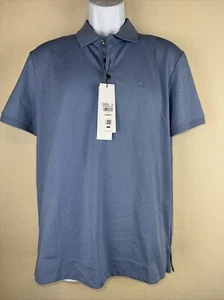 Camisa Polo Calvin Klein Para Hombre Manga Corta Cuello Informal Top Mediana Nueva con Etiquetas Azul - Imagen 1 de 4