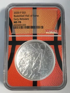 2020 P S$1 Basketball Hall of Fame Silver NGC MS 70 Ultra Cameo Early Release - Picture 1 of 4