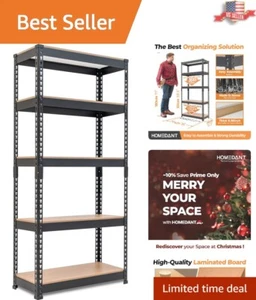 Contemporary Black Metal Shelving Unit - 59.5"H Adjustable Storage Solution - Picture 1 of 12