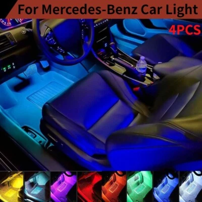 For Mercedes-Benz 4pc LED RGB Car Interior Atmosphere Light Music Remote Control Foto 1 de 4