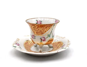 Limoges Cup And Saucer Porcelain Decor Floral Painted Hand French China - Picture 1 of 9