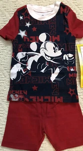 Disney PJ Pal Short Set Mickey Mouse Boys Sz 4 Red NWT - Picture 1 of 2