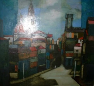 Veduta della città di Firenze acrilico su tavola GEN. NOWAK 1980 - 1930-2010  - Foto 1 di 6