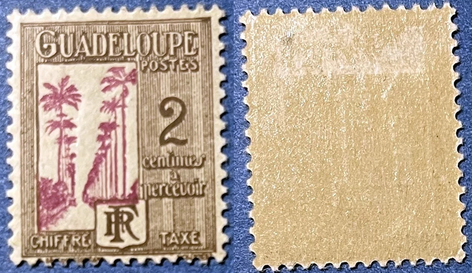 Guadeloupe 1928 2c Palm Trees Postage Due Sc-J25 Lilac-Brown MVLH OG - Image 1 of 1