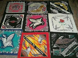 Harley Davidson Moto Bandana Sciarpa Fazzoletto Anni 80 Vintage Biker Lotto 9 Autentici - Foto 1 di 12