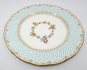 Minton G7347 Tiffany & Co. Polka Dot Polk Blue w/ Flowers Dinner Plate 9 7/8"(D) - Picture 1 of 4