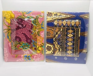 (2) Decorative Batik Picture Frames Hand Crafted 5" x 7" Photo Geometric NEW - Picture 1 of 9