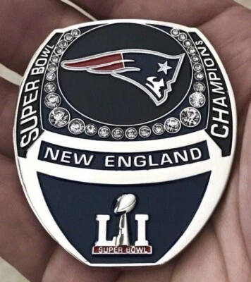 Super Bowl 51 LI NFL Campeones New England Patriots SB Anillo Desafío Moneda Brady Foto 1 de 4