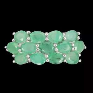 Anillo De Plata 925 Con Esmeralda Ovalada Joyería De Piedras Preciosas Talla 8 - Imagen 1 de 10