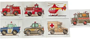 Richard Neuman Nursery Bedroom Vehicles Police Fire Air Ambulance Security Set 7 - Picture 1 of 11