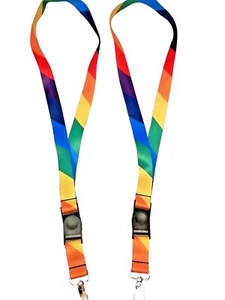 Rainbow Colors lanyard Keychain ID Holder multiple colors 2pcs set LGBT  - Picture 1 of 6