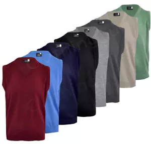 Herren schlicht V-Ausschnitt ärmellos Pullover Overall Tank Top Jersey Golf Freizeit S-5XL - Bild 1 von 14