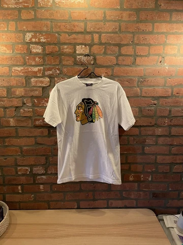 vintage t shirt 90s Chicago blackhawks nhl white large Cover