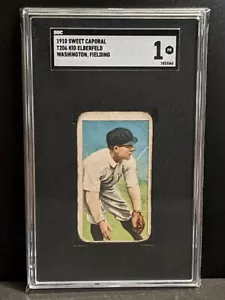 1910 T206 Full Name On Top Error Sweet Caporal Kid Elberfeld SGC 1 - VERY RARE - Picture 1 of 5