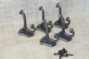 5 PCS Cast Iron Vintage Style Coat Hooks Hat Hook Rack Hall Tree Forged Silver - Picture 1 of 8