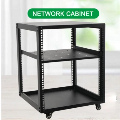 12HE Server Rack Rackmount Server Gehäuse Offenem Rahmen mit Rollen 500 lbs - Bild 1 von 4