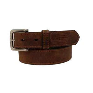 Youth Child's Ariat BROWN LEATHER USA FLAG BELT w/ Buckle Size 20 22 24 26 28 30 - Picture 1 of 1