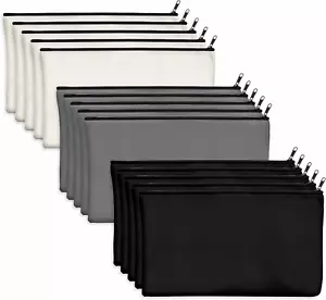 15 Pack Blank Cotton Canvas DIY Craft Zipper Bags Pouches Pencil Case for Makeup - Picture 1 of 5
