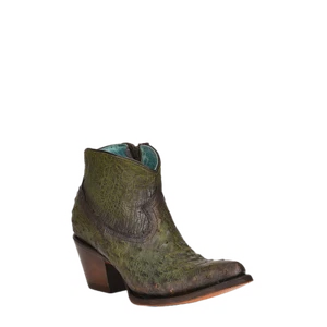 Corral Ladies Ostrich Exotic Olive Green Ankle Boots A4391 - Picture 1 of 15