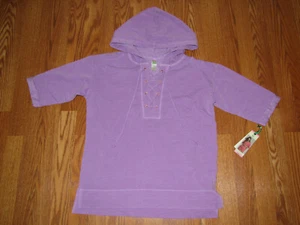 NWT Womens Green Tea Violet Purple Pullover Hoodie Short Sleeve Sweat Shirt S - Picture 1 of 2