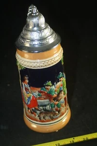 9" GERZ BEER STEIN GERMANY LIDDED MUG VINTAGE COLLECTIBLE MINT 3 SIDED - Picture 1 of 8