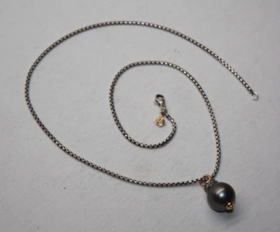 Collar colgante de diamantes y perlas de Tahití de ley y 18 k David Yurman 16"[044GRA Foto 1 de 4