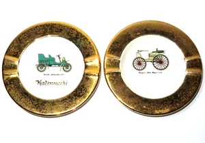 Cenicero vintage Sabina Line con 22 KT dorado vagón móvil y automóvil conjunto de (2) - Imagen 1 de 8