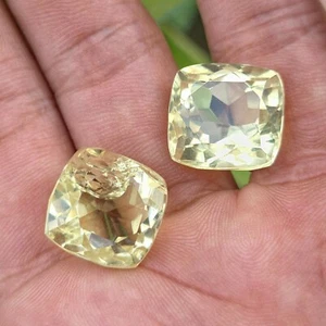 Natural 39.80 Ct Certified Brazilian Yellow Citrine Loose Gemstone Matching Pair - Picture 1 of 8