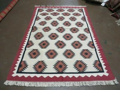 5' X 8' Hand Woven Wool Rug Contemporary Kilim Dhurrie Modern Oriental Area Rug - Image 1 of 4