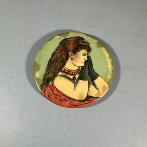 VINTAGE RISIKO ungezogener TASCHENSPIEGEL DER DAMEN umklappbar Abdeckung Gesicht - Bild 1 von 3