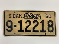 1960 South Dakota License Plate #9-12218 Lawrence County Mount Rushmore Memorial