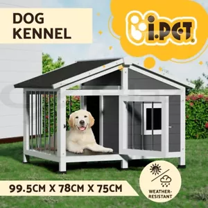 i.Pet Dog Kennel House Large Wooden Outdoor Pet Kennels Indoor Puppy Cabin Home - Picture 1 of 9