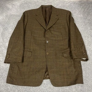 Canali Windowpane Super 120s Wool Blazer Sport Coat 44R Made In Italy - Picture 1 of 16