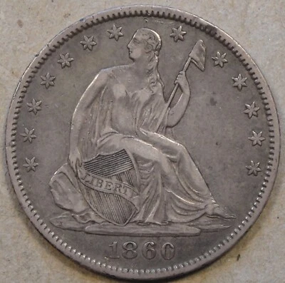 1860-O Seated Liberty Half 50c XF+ - Image 1 of 2