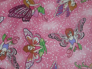 FAIRY FAIRIES WOMEN TWILIGHT PINK COTTON FABRIC FQ OOP - Picture 1 of 4