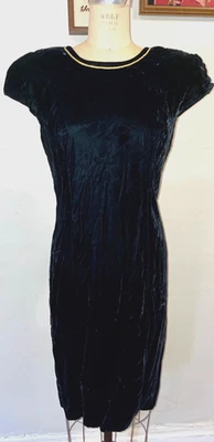 VESTIDO DE COLECCIÓN AÑOS 90 JESSICA HOWARD*JOYA DE TERCIOPELO NEGRO ADORNADO ESPALDA ABIERTA*S Foto 1 de 4