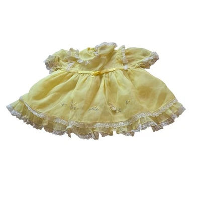 Nanette Vintage Yellow Shear Nylon Dress Baby Size 9 Months - Image 1 of 4