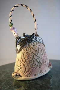 Vintage LAURA PEERY Porcelain Ceramic Purse Art Piece Smithsonian Museum Artist - Picture 1 of 14