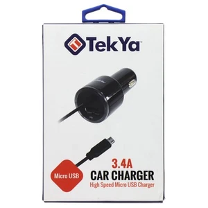 TekYa 3.4A High Speed Micro-USB Car Charger with Extra USB Port - Black - Picture 1 of 2