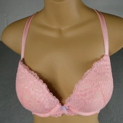 Victoria's Secret Bra Womens 34D Pink Push-Up Lace Racerback Underwire Padded - Image 1 of 4