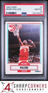 1990 FLEER #3 MOSES MALONE HAWKS HOF PSA 10 - Picture 1 of 3