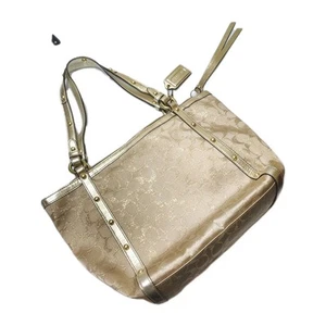 COACH Signature C Gold Studded Lurex Tote Excellent Condition - Picture 1 of 11