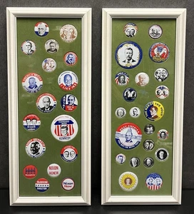 Political Pin Collection Framed (40 Count) Roosevelt/Eisenhower/Nixon/Kennedy - Picture 1 of 6