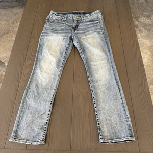 Jeans BKE fibbia Jake dritto uomo 34x32 blu lavaggio chiaro denim elasticizzato premium - Foto 1 di 12
