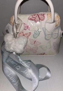 BETSEY JOHNSON Crossbody Dome Satchel Purse NWT Butterflies Plush Charm LBLINI - Picture 1 of 18