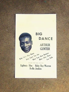 BLUES POSTER: ATHUR GUNTER Bobo Jenkins LIGHTNIN' SLM Baby Boy Waffen BIG DANCE - Picture 1 of 1