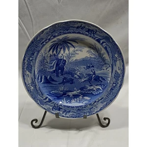 Spode Indian Sporting Sammelteller blau weiß Elefant Jäger Hunde - Bild 1 von 12