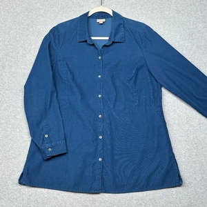 J.Jill Tunic Shirt Womens Large Blue Corduroy Button Front Long Sleeve A-Line - Picture 1 of 11