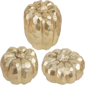 3er Pack goldene Kürbisse zum Dekorieren - Herbst & Erntedank Deko für Zuhause - Bild 1 von 12